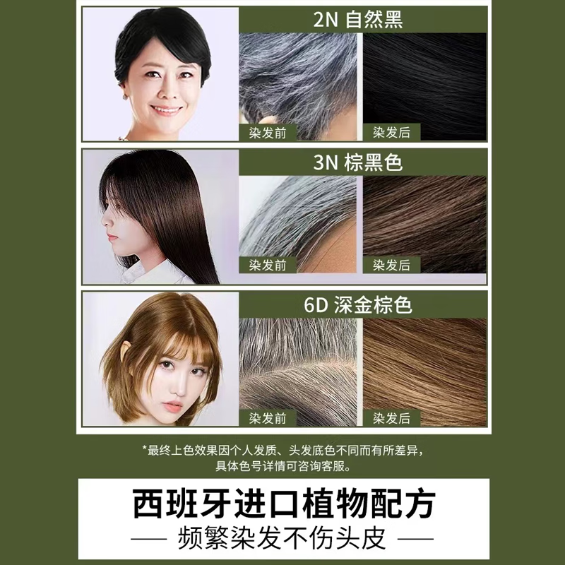 VitalStyl imported hair dye 2N natural black 155ml natural organic plant extract healthy ammonia-free covering white hair