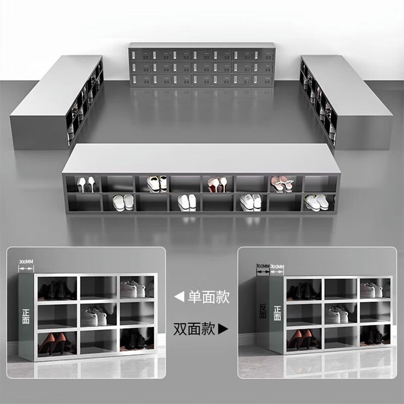 Kaiyuan 201 double-sided 20-grid stainless steel shoe cabinet factory dust-free workshop locker room shoe and clothing storage storage cabinet KY-XG12