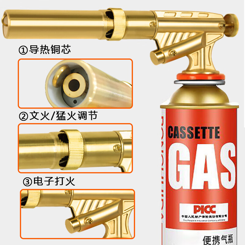 Geshu Flamethrower Spray Gun, Flamethrower, Burnt Pig Hair Gas Tank, Spray Fire, Grab Copper Nozzle, Outdoor BBQ Carbon Pointing Artifact