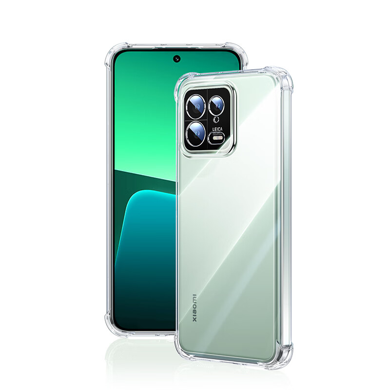 Green Alliance suitable for Xiaomi 13 mobile phone case xiaomo13 protective cover four-corner airbag anti-fall lens all-inclusive ultra-thin skin-friendly wireless charging transparent simple men and women yellowing compensation included