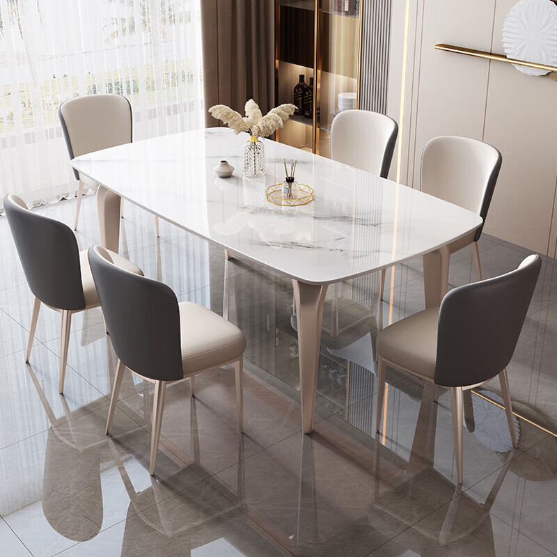 Croft dining table home thickened slate elephant leg dining table and chair combination light luxury dining table 905# 1.3m one table and four chairs