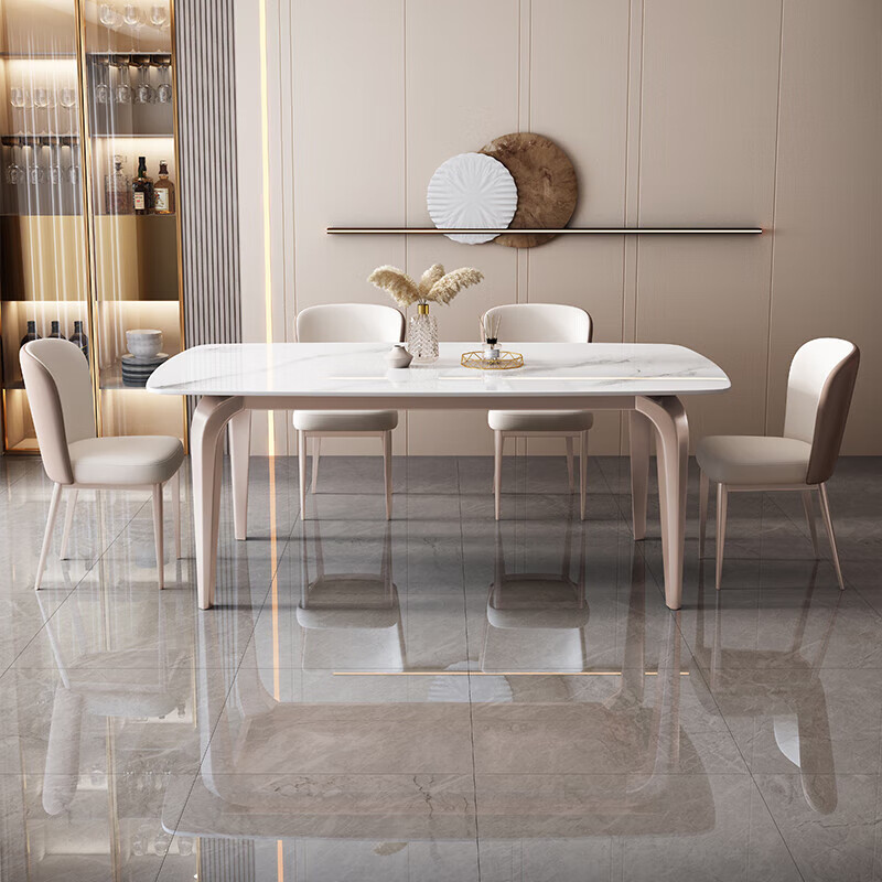 Croft dining table home thickened slate elephant leg dining table and chair combination light luxury dining table 905# 1.3m one table and four chairs