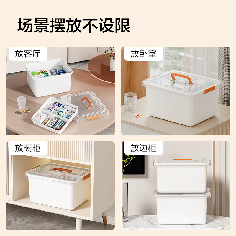 Made in Tokyo, medicine box, household multifunctional medicine storage box, convenient, large capacity, large size with handle, 1 pack