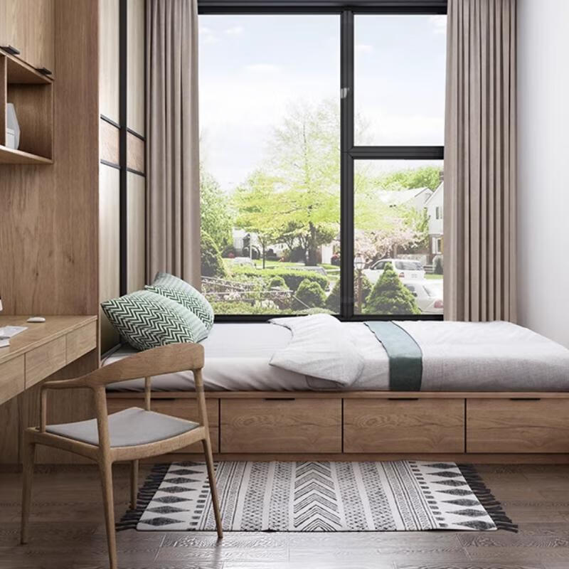 Tiantan furniture, whole house customization, tatami customization, modern simple bedroom bed combination, bay window, study room, overall wardrobe, consult customer service and enjoy free measurement