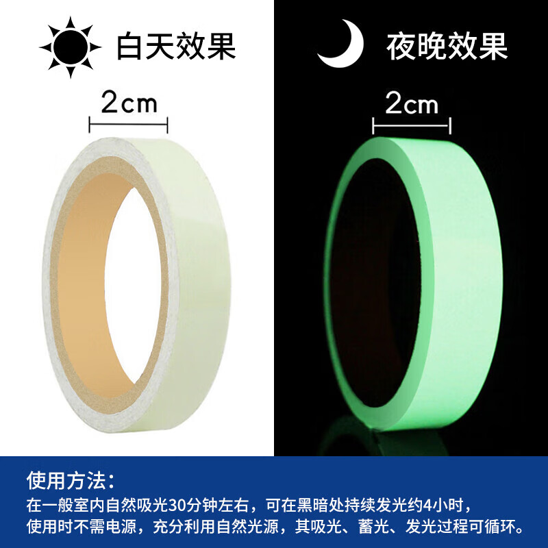Zheye Jingcang luminous tape 5CM*10 meters self-luminous green light-storing warning floor sticker for stairs anti-slip fluorescent adhesive tape at night