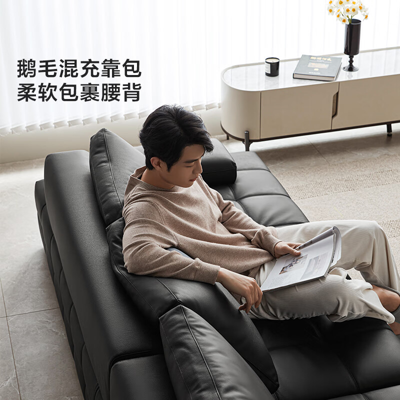 Lin's home light luxury home Lawrence sofa living room first layer cowhide straight row large apartment sofa national subsidy PS514