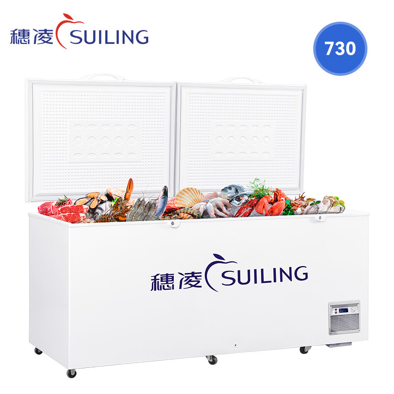Suiling Freezer Commercial Freezer Horizontal Large Capacity Stainless Steel Liner Freezer Freezer Refrigeration Convertible Single Temperature Freezer Quick Freeze Low Temperature Refrigerator Commercial Freezer -30 Cryogenic Stainless Steel Liner BD-730