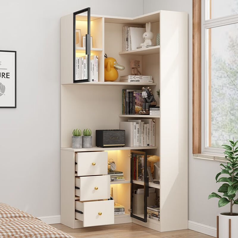 Saint-Louis solid wood corner cabinet corner cabinet corner storage cabinet floor-to-ceiling wall-integrated storage bedside corner bookcase can be customized solid wood multi-layer board style C3 left length 90*width 80*height 200