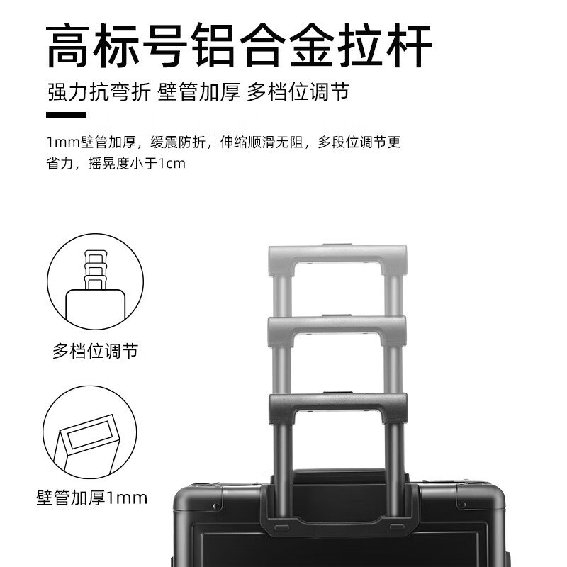 Uniamog Germany's new boarding suitcase, small trolley case, all-aluminum magnesium alloy suitcase, large-capacity password case, obsidian black (aluminum-magnesium alloy box newly launched) 20 inches / can be boarded, upgraded peach skin interior
