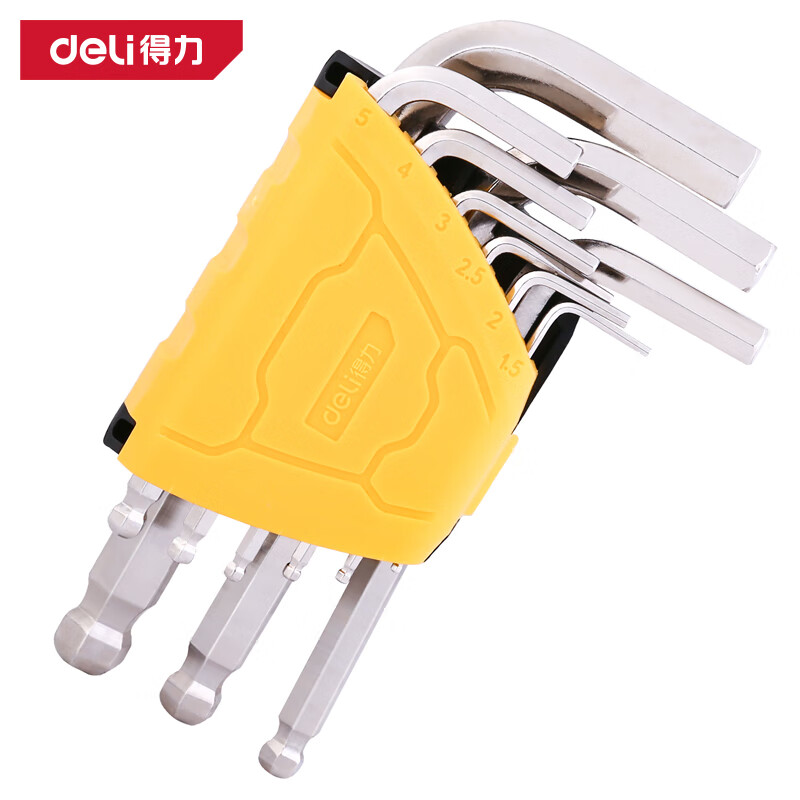 Deli (deli) hexagonal wrench set chrome vanadium steel L-shaped hexagonal screwdriver wrench hexagonal hexagonal wrench standard ball head 9-piece set DL230109