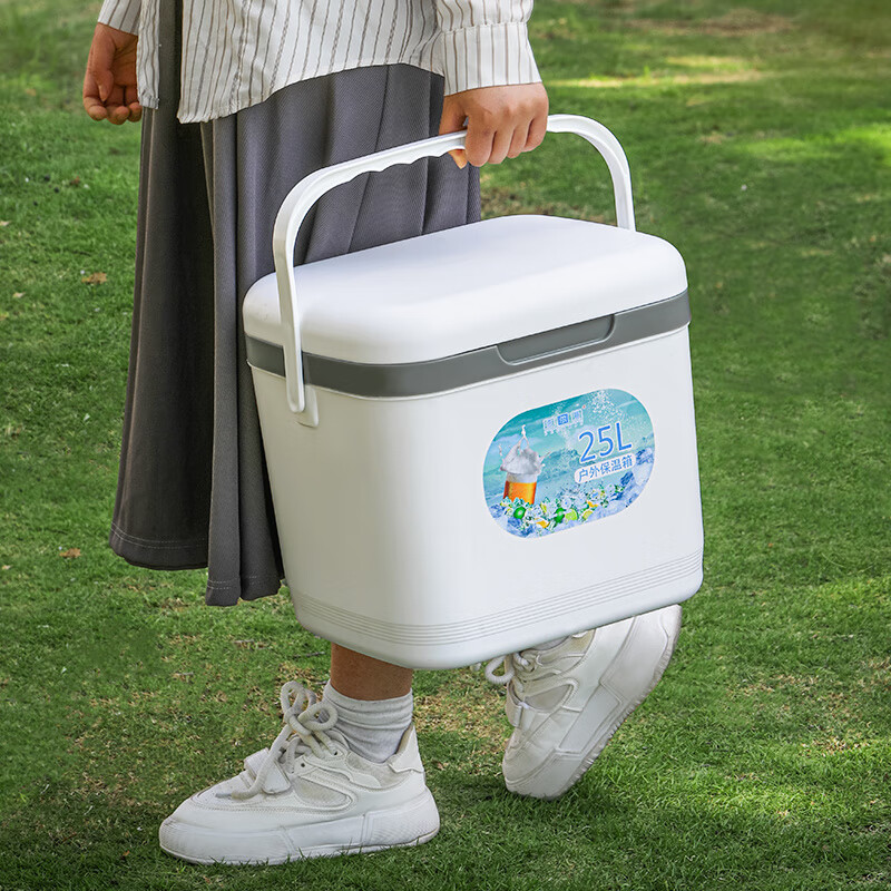 Yuhua thickened insulated box commercial stall vehicle outdoor fresh-keeping fishing cold storage portable camping cooler household ice bucket 25 liters free 10 ice bags + 2 ice plates blue