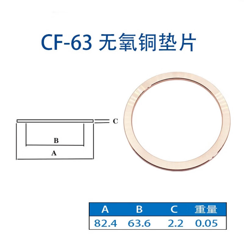 Lu Yueting CF vacuum oxygen-free copper gasket 16/25/40/50/63 vacuum copper gasket quick installation CF flange pipe fitting seal CF-63