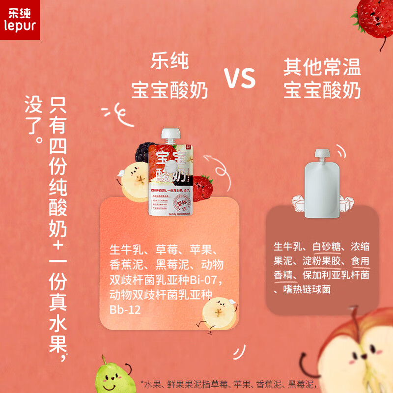 Lechun Baby Label Baby Yogurt Strawberry 50g*3 pieces Room temperature complementary food 0 added 0 sucrose children's snacks (6 months+)