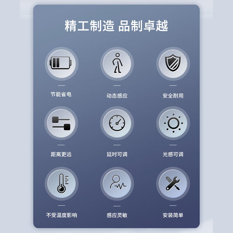 Type 86 delay distance light-controlled adjustable microwave radar sensor 220v wall panel 2-wire induction switch 200 watt 220V 2-wire calm black