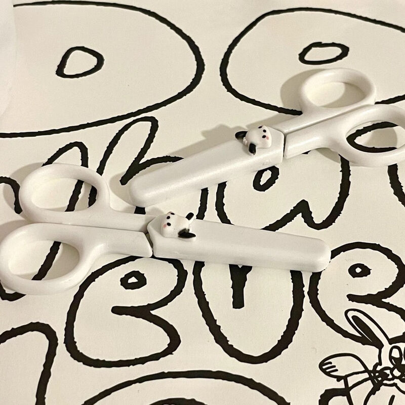 Ins creative cartoon scissors cute pacha dog girl heart utility knife student handmade dual-purpose scissors two-in-one portable cold white scissors-white pacha dog style-1 piece