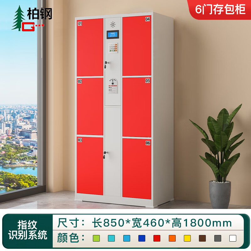 Baigang electronic lockers for shopping malls and supermarkets smart lockers with fingerprint recognition 6 doors