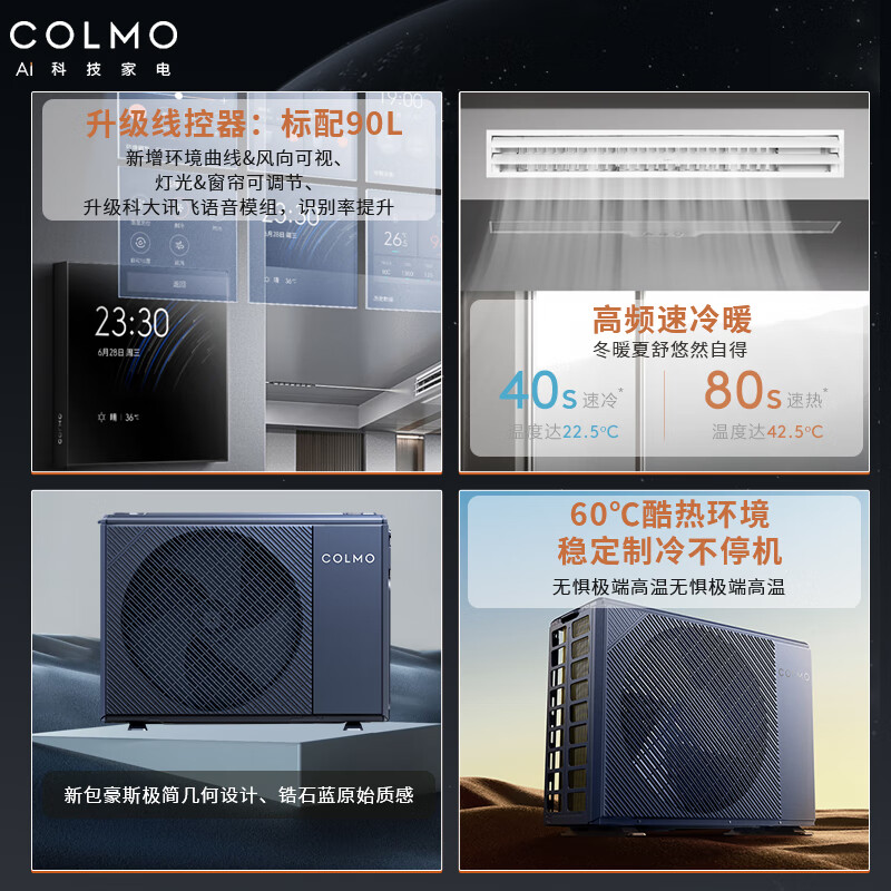 COLMO household central air-conditioning duct machine one-to-one AVANT Rui large 3 hp/1.5 hp/small 4 hp Frequency conversion new level of energy efficiency Living room embedded energy-saving air conditioner subsidy Large 3 hp First level energy efficiency 75 duct machine Popular store products Ruiji