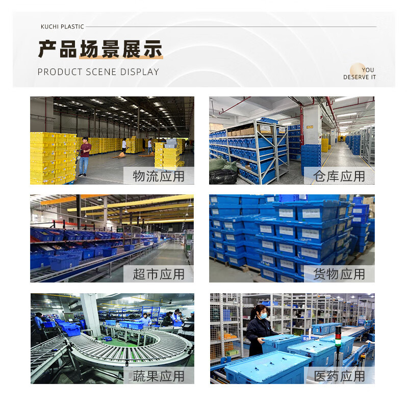 Jingku plastic turnover box thickened cover oblique logistics box gray storage box warehouse storage box supermarket distribution box red 600*400*465mm