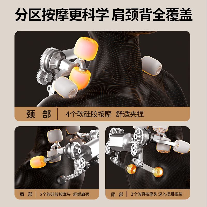 Oaks cervical spine massager, neck and shoulder trapezius muscle shawl, beats and beats the waist and back, full body shoulder heating massager for birthdays, parents' day, new year's gift, practical gift for parents, top with eight-head pinch shawl, silicone flexible massage head + multi-level hot compress red light, high-end gift for parents, elderly, wife, girlfriend, boyfriend and girlfriend, ladies