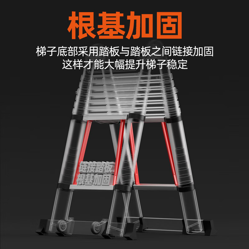 Jiang Ruibao herringbone ladder telescopic ladder thickened multifunctional aluminum alloy engineering folding staircase industrial grade ladder multifunctional 2.5m straight ladder 5m