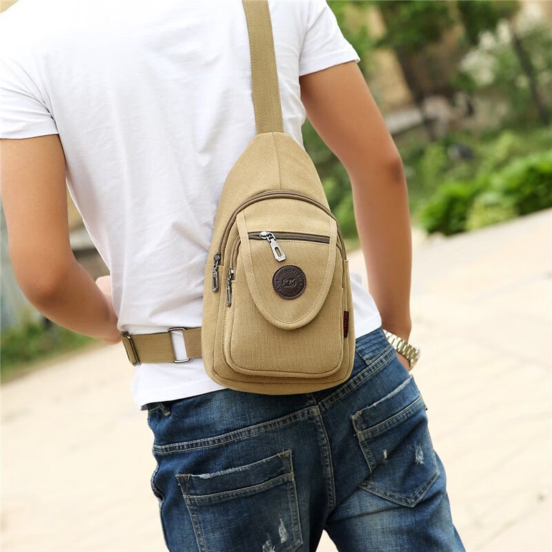 Kangaroo Men's Fashionable, Casual, Versatile, Fashionable and Lightweight New Canvas Bag, Casual Shoulder Crossbody Waist Bag, Dark Brown