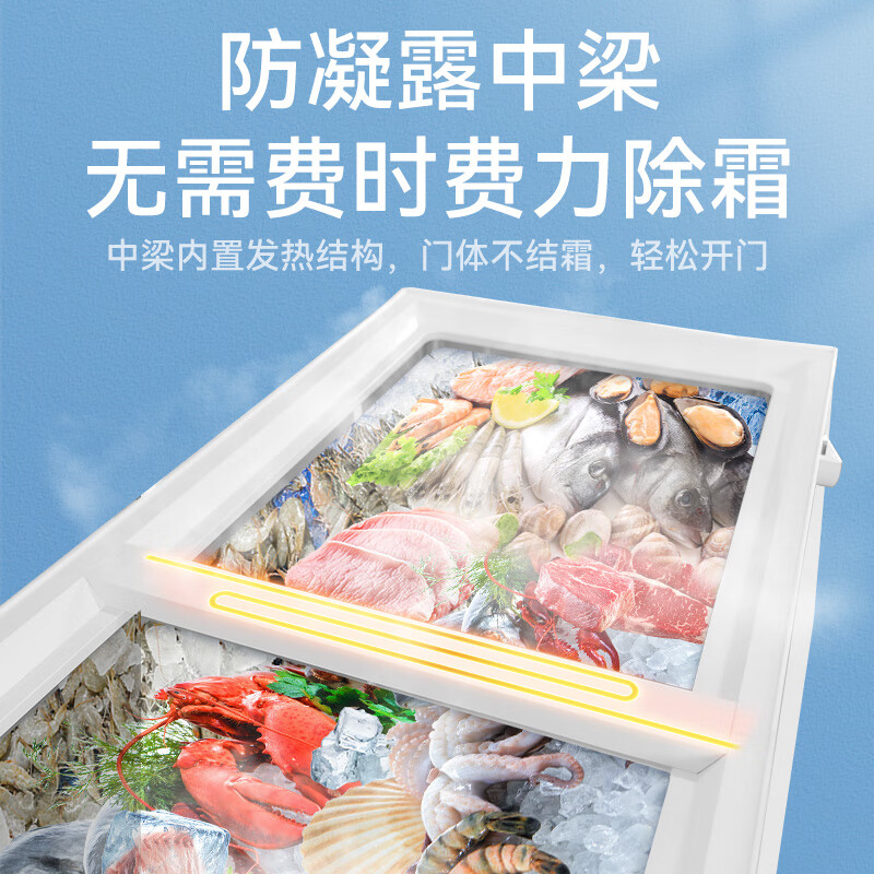 Suiling Freezer Commercial Freezer Horizontal Large Capacity Stainless Steel Liner Freezer Freezer Refrigeration Convertible Single Temperature Freezer Quick Freeze Low Temperature Refrigerator Commercial Freezer -30 Cryogenic Stainless Steel Liner BD-730