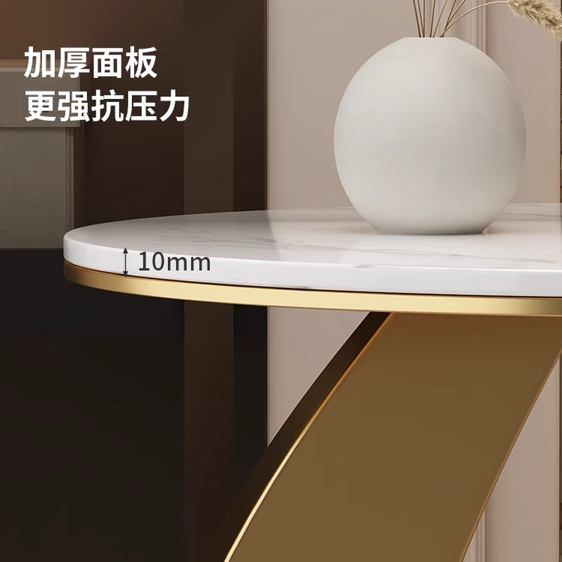 Tangke light luxury side table living room sofa side table balcony small round table high-end creative small table household small coffee table black frame snow mountain white 50*60