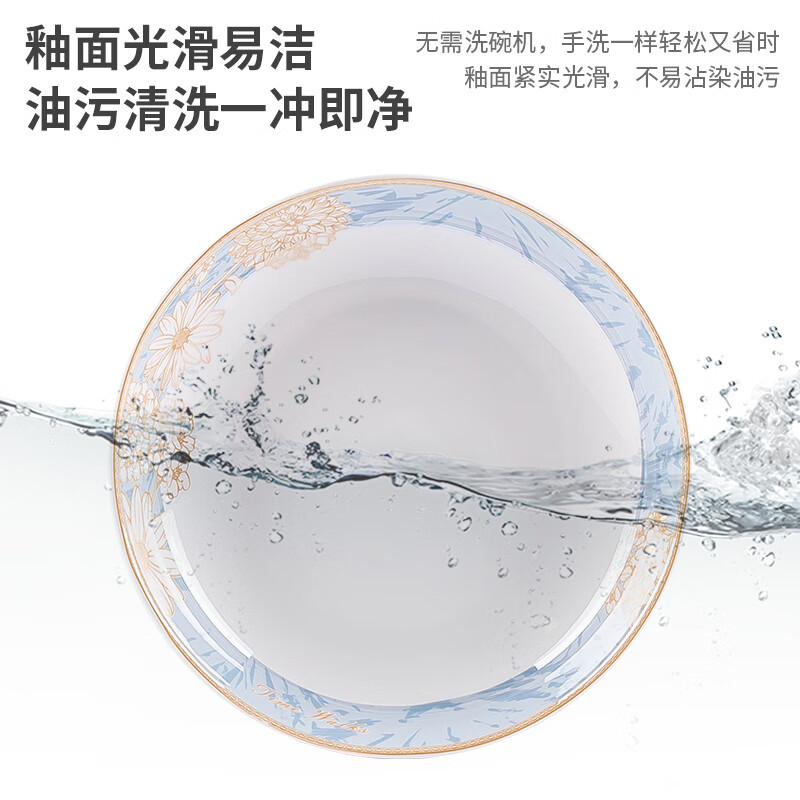 Haoya Jingdezhen Ceramic Plate Soup Plate Deep Dish Rice Plate Microwaveable Time Walk 8 Inch 2 Pack