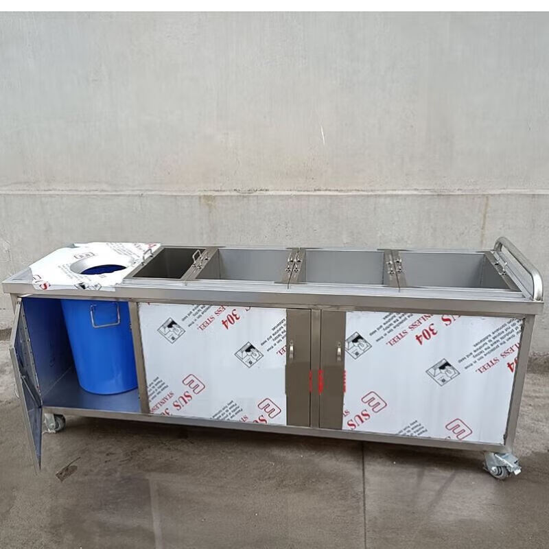 Canteen leftovers trash can collection cabinet kitchen waste storage box hotel plate and bowl sorting swill cabinet M21-stainless steel box official standard