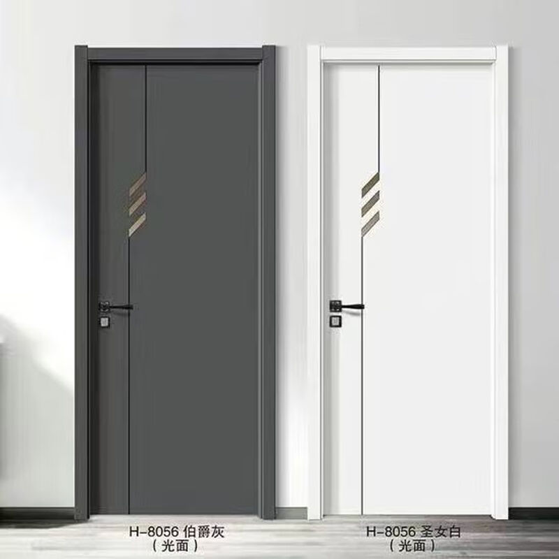 Carbon crystal door wooden door solid wood room door bedroom door interior door set door package door frame door cover paint-free door complete set of door carbon crystal door three sets from package installation