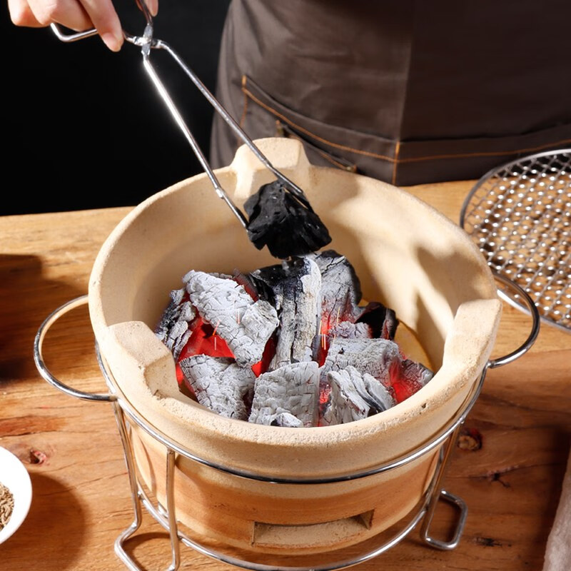 Hedala Hong Kong-style edge stove charcoal stove old-fashioned household soup charcoal fire casserole commercial clay stove around the stove to cook tea and barbecue #2 large charcoal stove + stove + #26 burning pot + plate 0cm