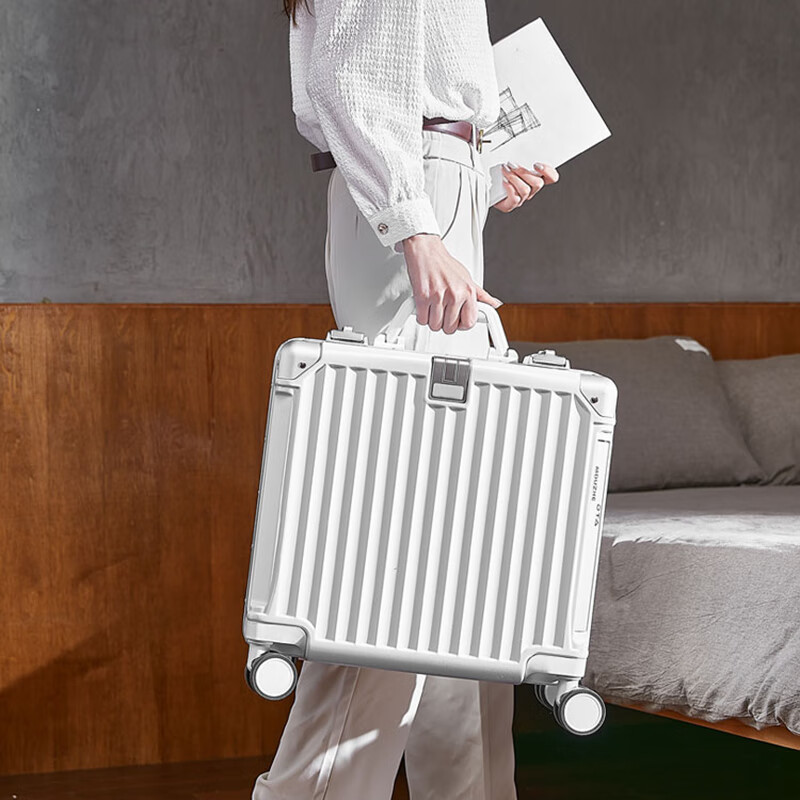 OULUNCHI high-end brand luggage for men and women, new trolley case, men's small boarding case, password box, lightweight travel case, women's silver 20 inches