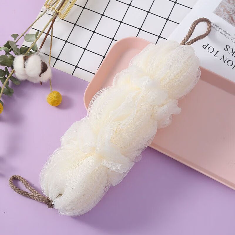 Bath flower ball large size does not fall apart long men and women back rub bath ball bubble bath flower bath towel Wujiehua white