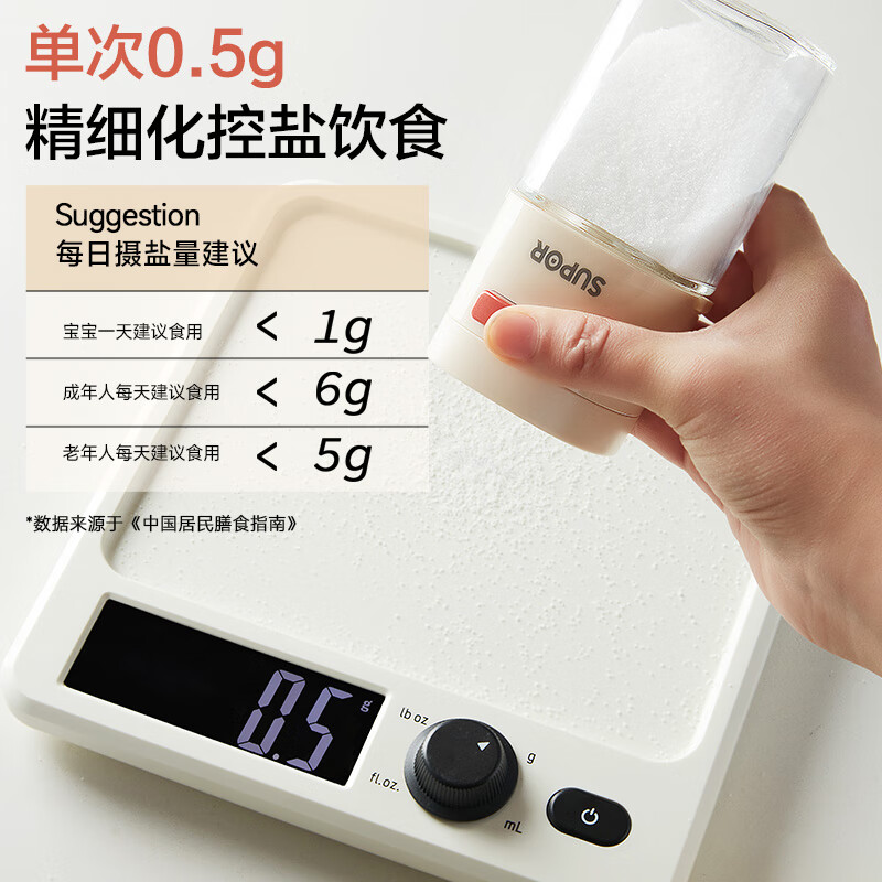 SUPOR salt shaker quantitative salt control glass seasoning jar food-grade seasoning jar household seasoning box kitchen seasoning bottle combination single pack 0.5g precise salt spreading is not easy to agglomerate