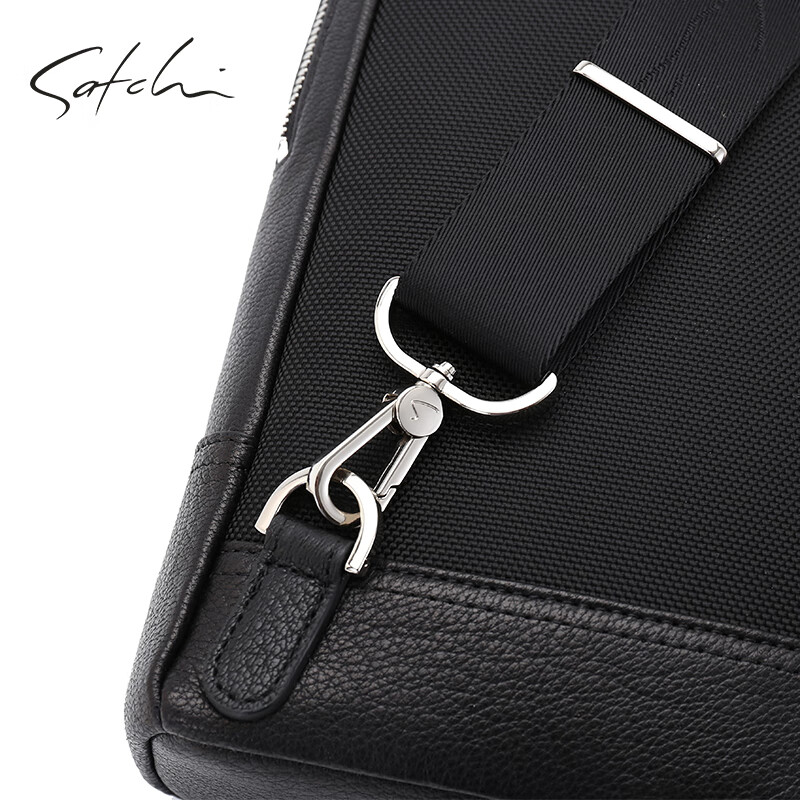 SATCHI Men's Bag Genuine Leather Business Casual Large Capacity Shoulder Bag Crossbody Bag European and American Fashion Small Backpack Chest Bag Black Free Shipping Insurance