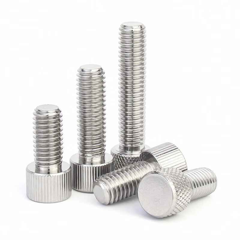 Jinchao 304 stainless steel round hand screw single head knurled flat head small head screw M2M2.5M3M4M5M6M8mm M4*20 (5 pieces) vertical grain