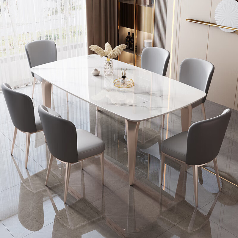 Croft dining table home thickened slate elephant leg dining table and chair combination light luxury dining table 905# 1.3m one table and four chairs