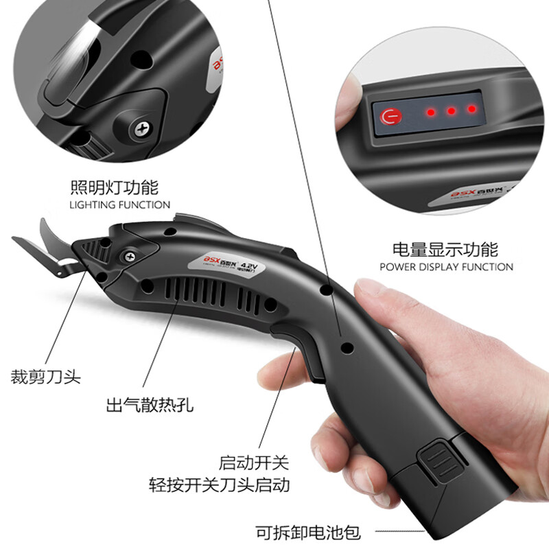 Best Electric Scissor Cloth Cutting Machine Lithium Battery Handheld Cloth Cutting Tailor Leather Clothing Cloth Breaking Machine Wireless Cloth Cutting Electric Scissors with Tungsten Steel Blade + Tungsten Steel Blade/5000mAh