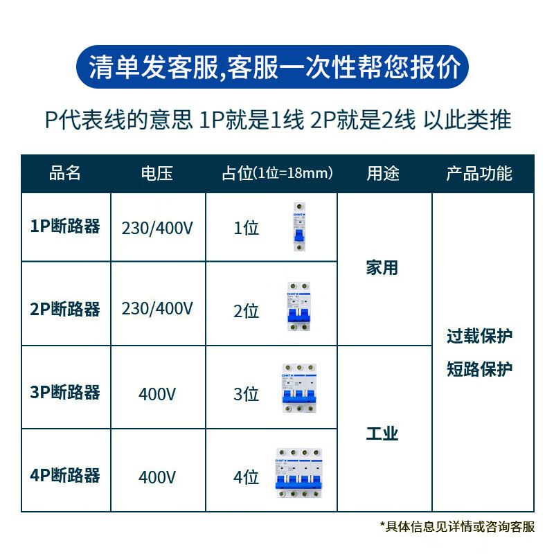 CHNTM Chint C type small air switch NXB63 circuit breaker 2P household type DZ47 air switch main switch 32a63a16a air switch-2P-C type 2A