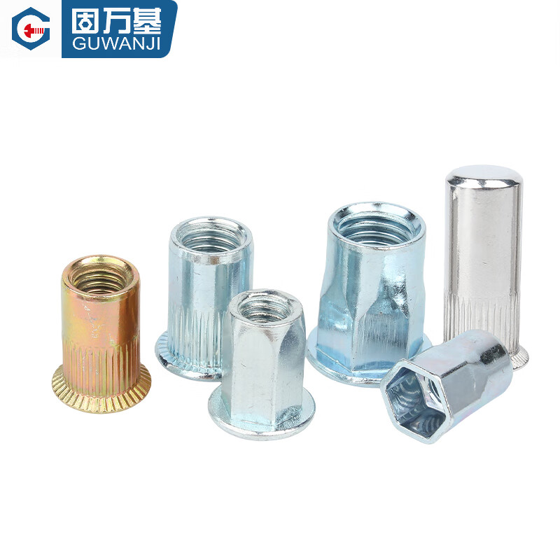 Guwanji 304 stainless steel rivet nut flat head knurled rivet nut pull cap rivet cap national standard standard parts M6 304 flat head - 10 pieces