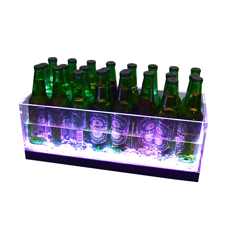 Huili Bar KTV luminous ice bucket rectangular large commercial ice cube plastic beer frame basket set 12 pieces of gram white light can be customized specifications