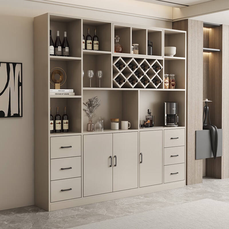 Hongsen set wine cabinet living room sideboard integrated wall cabinet simple modern display cabinet high cabinet bar cabinet can be customized gray + white door - length 120 width 30 height 200