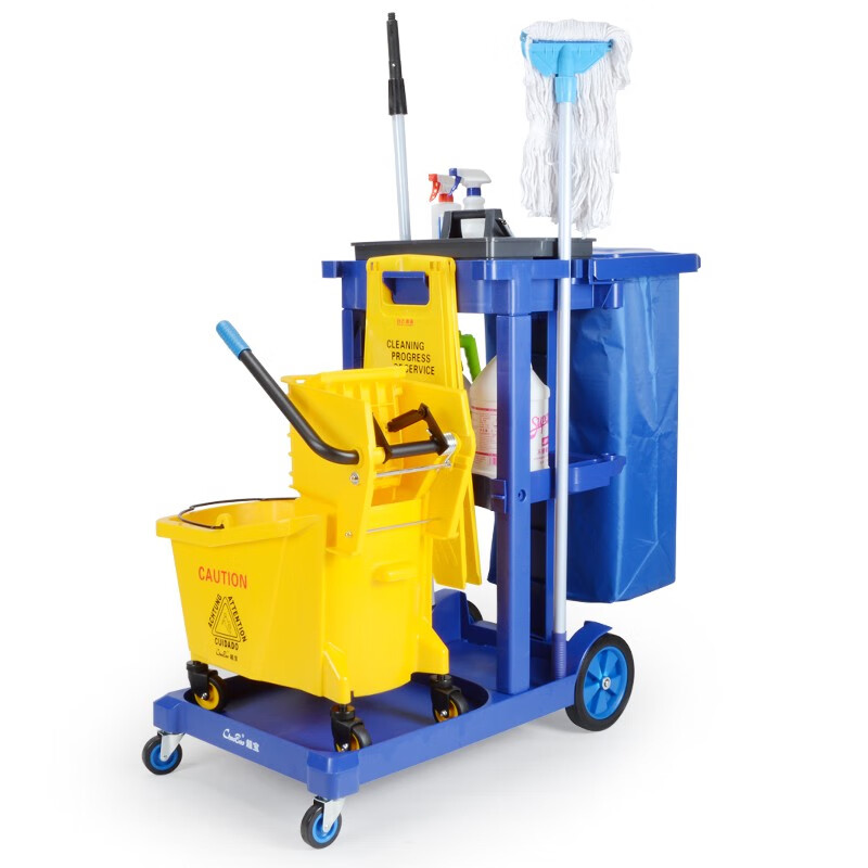 Chaobao cleaning cart multi-function trolley cleaning cart hotel cleaning hotel linen cart tool service cart blue covered conventional thickened Chaobao brand
