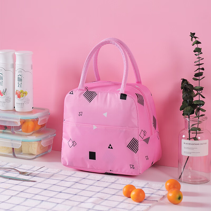 Yuhua aluminum foil lunch box bag handbag female student thermal bag large capacity outdoor waterproof thermal bag large lunch bag black stripes