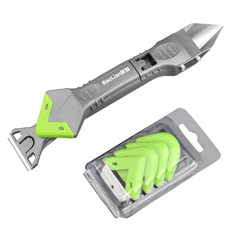 Baolian glue scraper, special blade for seams, glass glue scraper, glue scraper, seam clearing, glue cleaning, inner corner glue removal blade, three-in-one, basic metal head, black