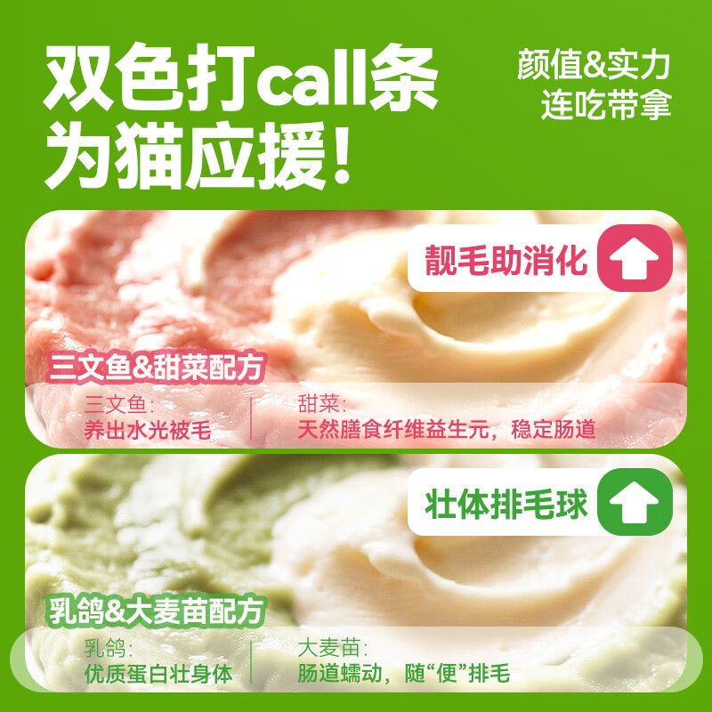 Fish two-color bumper staple food cat strips nutrition fattening hairy cat snacks squab pigeon barley seedlings 12g*8 strips