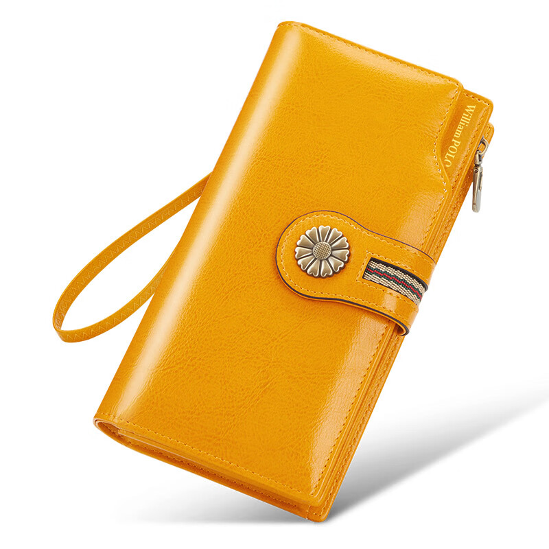 WILLIAMPOLO Wallet Women's Paul New European and American Fashion Large Capacity Niche Design Wallet Long Multi-Card Slot Card Bag Clutch Women's Gift Yellow Long Wallet