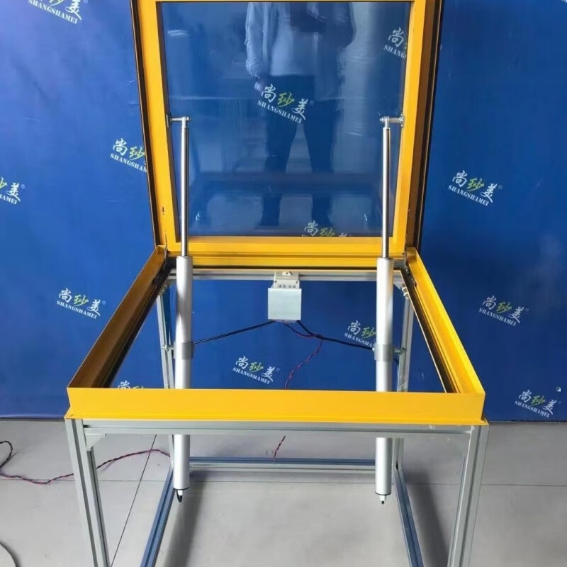 Meikejie thickened aluminum alloy electric skylight roof manual shading basement cement table sunroom pitched roof customization thickened large opening 940*940 with glass gray