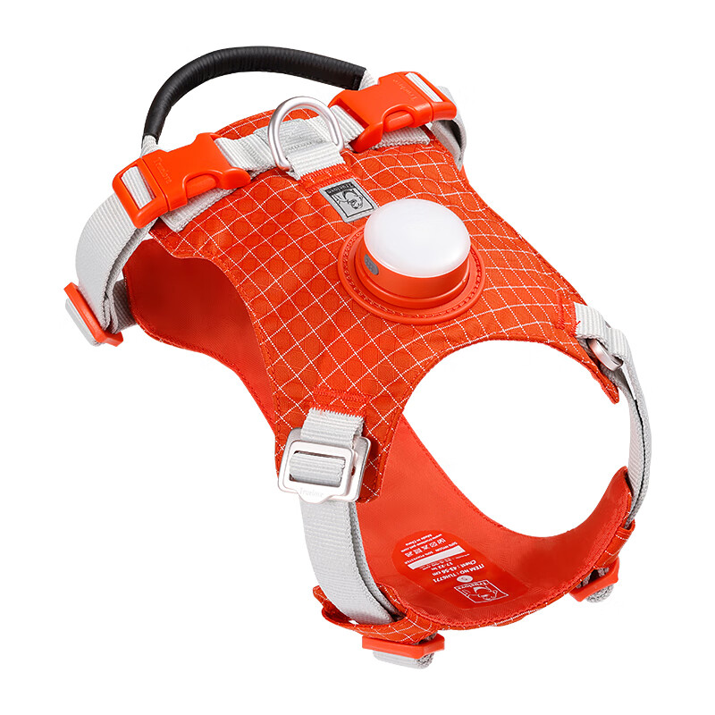 TRUELOVE Dog Leash Harness LED Night Light Outdoor Pet Vest Type Puppy Medium and Large Dog Walking Rope Chain Orange L-Chest 69-81cm (excluding leash)
