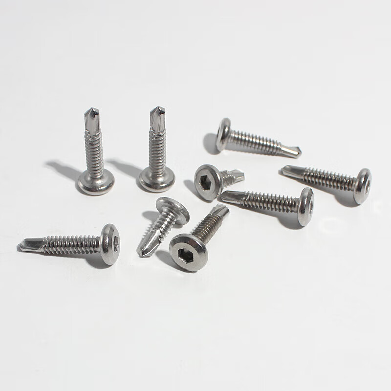 Dixin flat head hexagonal drill tail 410 stainless steel M5M6.3 self-tapping screws self-drilling dovetail screws/guardrail special nails 5*16 1500 pieces in a box